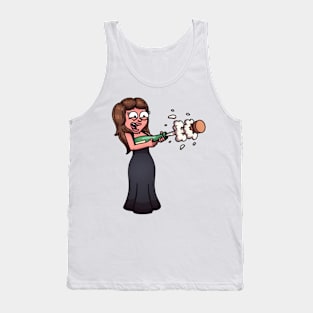 Girl In Dress Popping Champagne Or Wine Bottle Tank Top